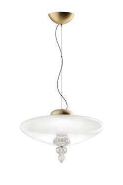 Padma contemporary pendant lamp in white Venetian crystal