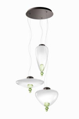 Padma contemporary pendant lamp 3 lights in white and lime green Venetian crystal - Pendants by Barovier&Toso