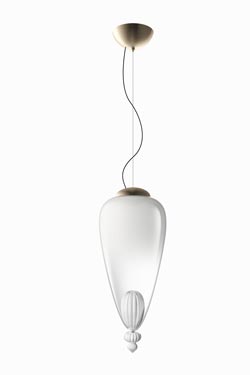 Padma long pendant in white Venetian crystal 