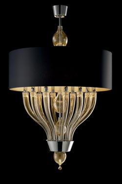 Pandora black and gold murano crystal pendant 10 lights - Pendants by Barovier&Toso
