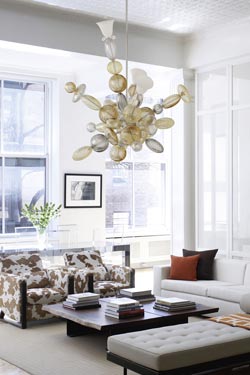 Perseus suspension contemporaine en cristal vénitien tons chauds 15 lumières