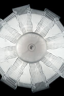 Plissé grand plafonnier dôme en cristal de Murano blanc