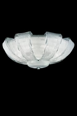 Plissé grand plafonnier dôme en cristal de Murano blanc - Plafonnier by Barovier&Toso