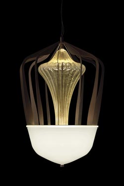 Robin suspension lanterne contemporaine dorée - Suspension by Barovier&Toso