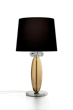 Rotterdam lampe de table en chrome poli et cristal de Murano caramel - Lampe de table by Barovier&Toso