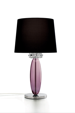 Rotterdam lampe de table en chrome poli et cristal de murano rose