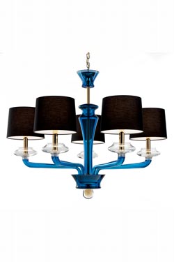 Saint Germain lustre en cristal bleu 5 lumières - Lustre by Barovier&Toso