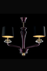 Saint Germain lustre en cristal violet et touches noir et or 2 lumières - Lustre by Barovier&Toso