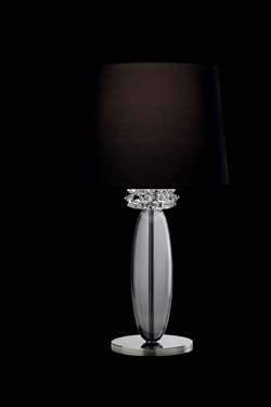 Rotterdam table lamp in grey Murano crystal and chrome metal