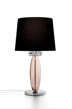 Rotterdam table lamp in polished chrome and pink Murano crystal - Table lamps by Barovier&Toso