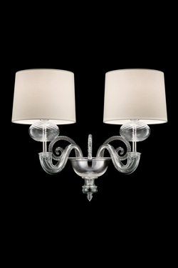 Tangeri applique classique en cristal et métal chromé 2 lumières - Applique by Barovier&Toso