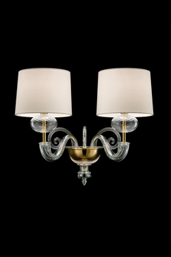 Tangeri applique classique en cristal et métal doré 2 lumières - Applique by Barovier&Toso