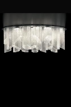Trim grand plafonnier tubes en cristal de Murano effet givré