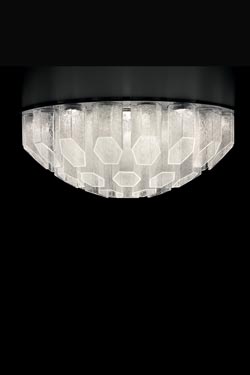 Trim grand plafonnier tubes en cristal de Murano effet givré - Plafonnier by Barovier&Toso