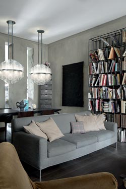 Trim suspension Art Déco en boule de cristal et laiton brossé