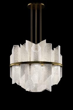 Trim suspension Art Déco en boule de cristal et laiton brossé - Suspension by Barovier&Toso