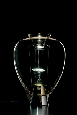 Veronese lampe de table en cristal ambré forme vase