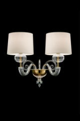 Tangeri classic wall lamp in crystal and gilded metal 2 lights - Wall lights by Barovier&Toso