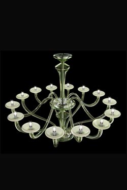 Windsor lustre contemporain en cristal citron vert 14 lumières - Lustre by Barovier&Toso