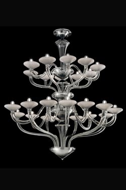 Windsor lustre contemporain en cristal gris argent 24 lumières - Lustre by Barovier&Toso