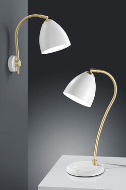 White table lamp and satin brass
