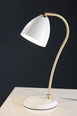 White table lamp and satin brass - Desk lamps by Baulmann Leuchten