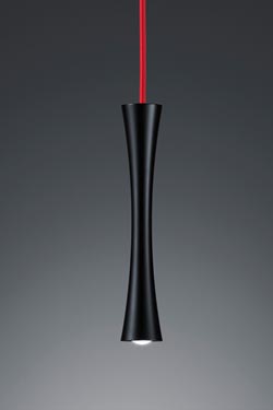 Fine suspension en métal laqué noir mat - Suspension by Baulmann Leuchten