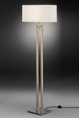 Lampadaire avec spot liseuse LED nickel mat et abat-jour chintz blanc - Lampadaire by Baulmann Leuchten