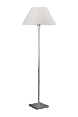 Lampadaire en métal argenté et abat-jour blanc - Lampadaire by Baulmann Leuchten