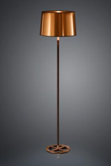 Lampadaire noir avec abat-jour en feuille de cuivre cylindrique - Lampadaire by Baulmann Leuchten