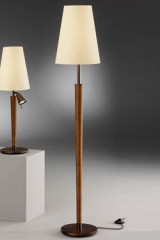 Lampadaire noyer vernis et métal rouillé - Lampadaire by Baulmann Leuchten