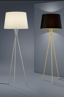 Lampadaire trépied en laiton satiné 