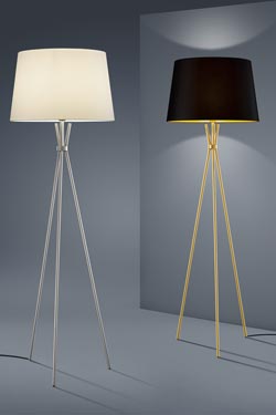 Lampadaire trépied en nickel satiné 