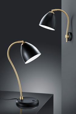 Lampe de table noire et laiton satiné