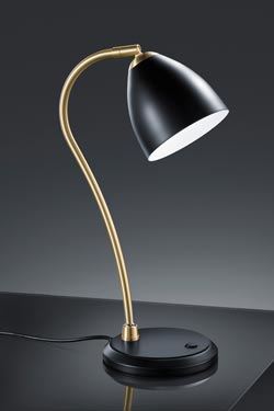 Lampe de table noire et laiton satiné - Lampe de bureau by Baulmann Leuchten