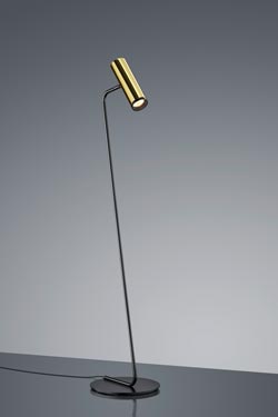 Liseuse Design dorée polie et pied fin noir - Lampadaire by Baulmann Leuchten