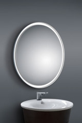 Miroir lumineux rond bords blancs - Salle de bains by Baulmann Leuchten