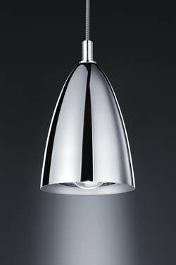Chromed metal ogiv-shaped pendant - Pendants by Baulmann Leuchten