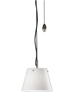Contemporary nickel metal up-and-down pendant with white conical shade - Pendants by Baulmann Leuchten