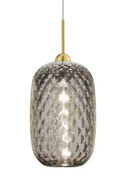 Pendant in transparent sculpted glass and matt brass - Pendants by Baulmann Leuchten
