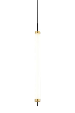 Long white and gold tube pendant - Pendants by Baulmann Leuchten