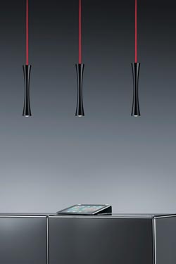 Thin pendant in matt black lacquered metal