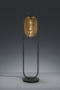 Petit lampadaire Design en verre ambré et métal noir - Lampadaire by Baulmann Leuchten