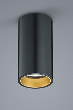 Spot tube noir intérieur doré - Spot by Baulmann Leuchten