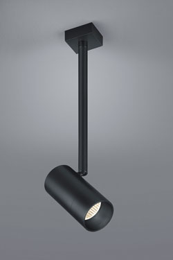 Black rod-mounted spotlight with swivel head - Spotlights by Baulmann Leuchten