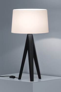 Black tripod table lamp off-white chintz shade - Table lamps by Baulmann Leuchten