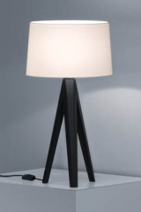 Black tripod table lamp off-white chintz shade - Table lamps by Baulmann Leuchten
