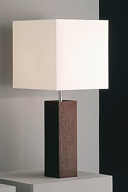 Table lamp in walnut, chromed metal and white chintz small model - Table lamps by Baulmann Leuchten
