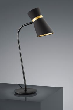 Table lamp with black chintz shade gold interior - Table lamps by Baulmann Leuchten