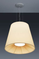Très grande suspension conique en chintz tendu et plissé champagne - Suspension by Baulmann Leuchten